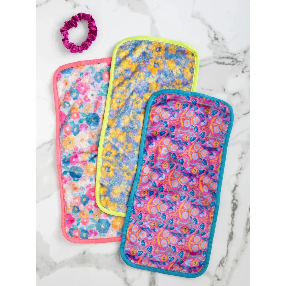 Natural Life Set Of 3 MakeUp Remover Eraser Clothes Flower Bright Floral EUC